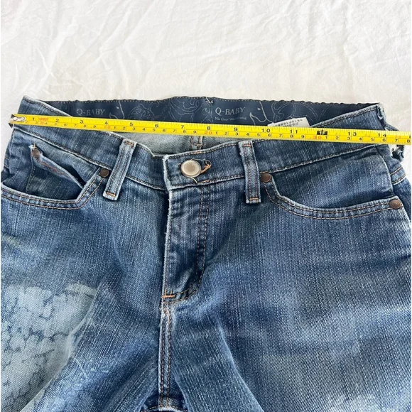 Upcycled One Of A Kind Bleahed Patchwork Jeans Wrangler Size 5/6 32 Boho Western - Picture 13 of 13